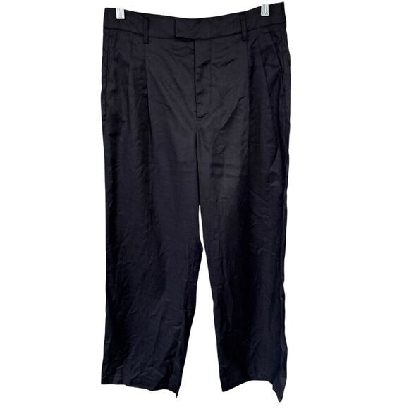 Rails Marnie Black Linen Blend Pants 8 High Waist Pleats Straight Quiet Luxury - Picture 1 of 11